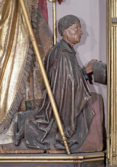 Isenheim Altarpiece，圣奥古斯丁详细的Jean dOrlier，捐赠者，c.1490金漆在木头上 作者 尼古拉斯·哈格瑙尔