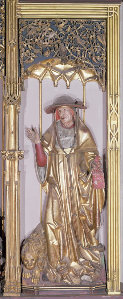 Isenheim Altarpiece，Saint Jerome，c.1490（木材上的金漆） 作者 Nikolaus Hagenauer