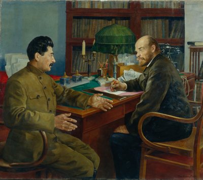 列宁和斯大林，1938年 作者 尼古拉·伊万诺维奇·谢斯托帕洛夫