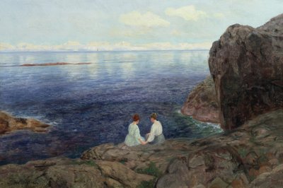 挪威海岸宁静的夏夜（布面油画） 作者 尼尔斯·汉斯汀