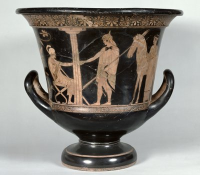阁楼红图kalyx krater描绘了从战争中返回的Hoplite（陶瓷）（另请参阅39291） 作者 尼奥比德画家