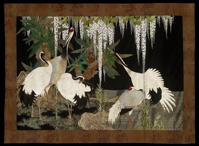 鹤、苏铁和紫藤，约1905年 作者 西村宗左卫门