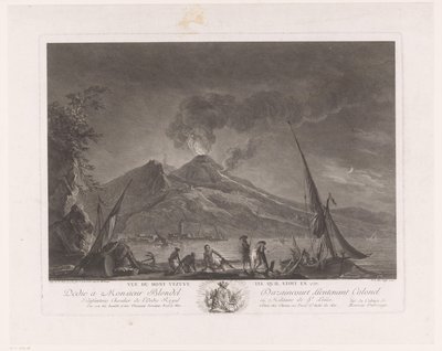 风景与渔民和活跃的维苏威火山 Vue du mont Vezuve tel quil etoit en 1757（物体上的标题） 作者 NoëlLe Mire