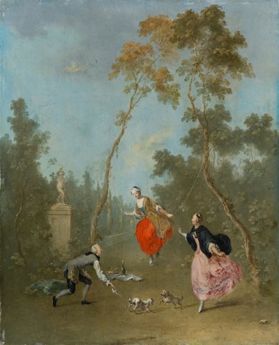 摇摆的夫人 - 在公园1，c.1760（石灰石油）的勇敢场面 作者 诺伯特·约瑟夫·卡尔·格伦德