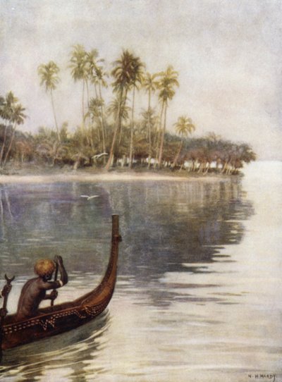 Early Morning, Gavutu, Solomon Islands (colour litho) 作者 诺曼·哈迪