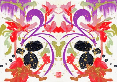 禅橙紫花 1, 2021（布面丙烯，数字） 作者 傅维仪