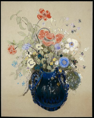 花瓶蓝色花，约1905-08 作者 奥迪隆·雷顿（Odilon Redon）