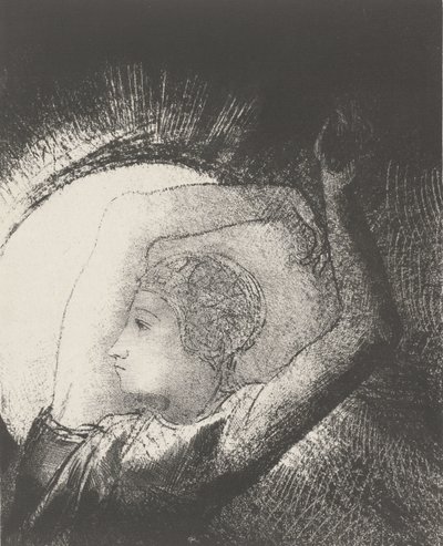 一个穿着太阳的女人，1899年（打印） 作者 奥迪隆·雷顿（Odilon Redon）
