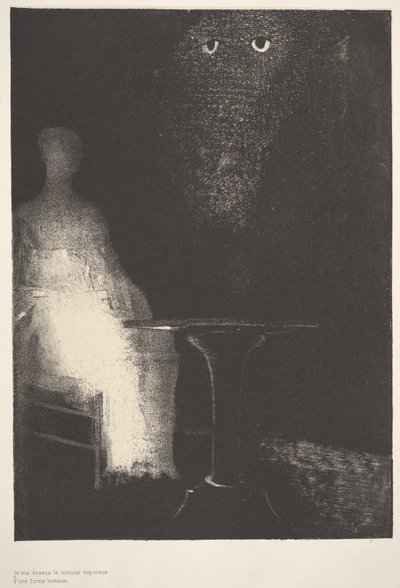 在下面，我看到了1896年人类形态的蒸气状轮廓。 作者 奥迪隆·雷顿（Odilon Redon）