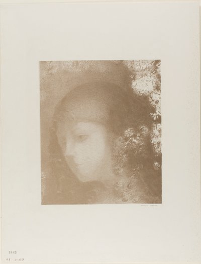 带花的儿童头像 作者 奥迪隆·雷顿（Odilon Redon）