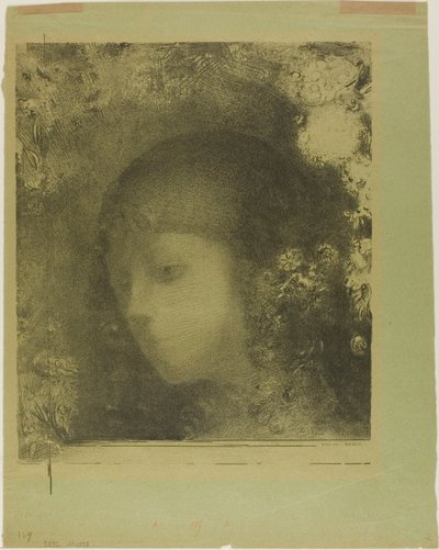 带花的儿童头像 作者 奥迪隆·雷顿（Odilon Redon）