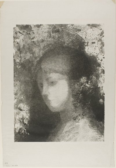 带花的儿童头像 作者 奥迪隆·雷顿（Odilon Redon）
