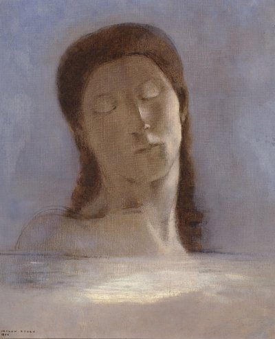 闭眼，1890年 作者 奥迪隆·雷顿（Odilon Redon）