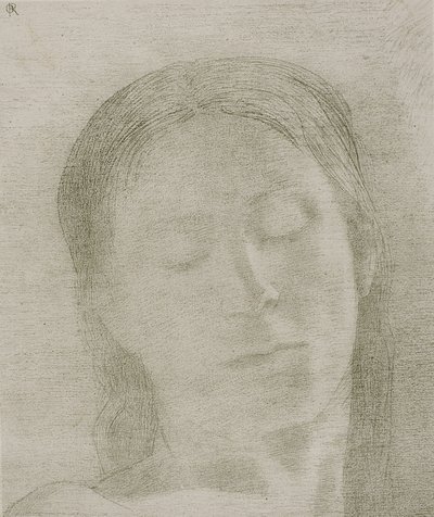 闭眼，1890年 作者 奥迪隆·雷顿（Odilon Redon）