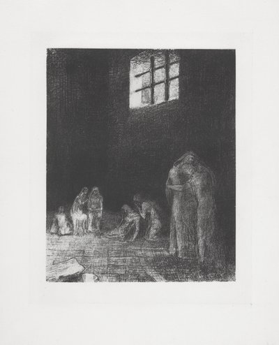 在人们哭泣和祈祷的阴影中... 作者 奥迪隆·雷顿（Odilon Redon）