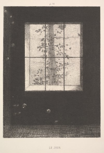 Day Le Jour》，来自《梦想之歌》系列，图版六，1891年。 作者 奥迪隆·雷顿（Odilon Redon）