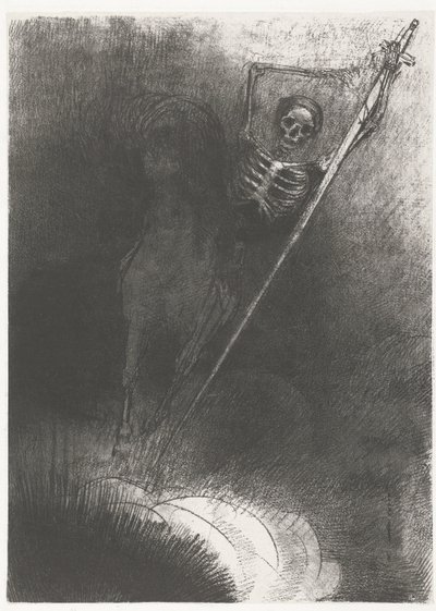De Dood te paard
......骑在上面的人被称为死神（物品上的标题）
圣约翰启示录》（系列名称）
约翰内斯的敞篷车》（系列标题） 作者 奥迪隆·雷顿（Odilon Redon）