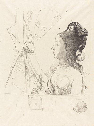 一个女人的形象》（Femme de Profil）。 作者 奥迪隆·雷顿（Odilon Redon）