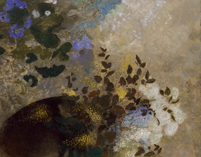 黑色花瓶中的花朵，约1909-10年 作者 奥迪隆·雷顿（Odilon Redon）
