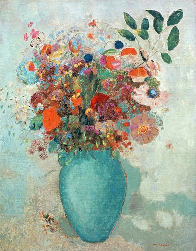 鲜花绿松石花瓶，c.1912 作者 Odilon Redon