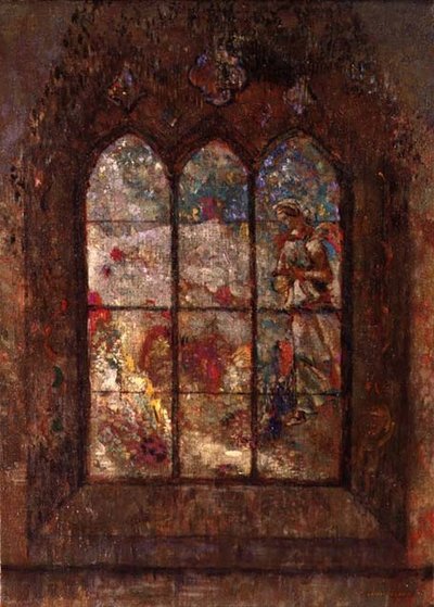 哥特式幻影（布面油画） 作者 奥迪隆·雷顿（Odilon Redon）