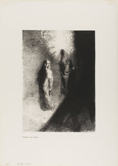他举起铜瓮，第 4 版，共 10 页 作者 奥迪隆·雷顿（Odilon Redon）