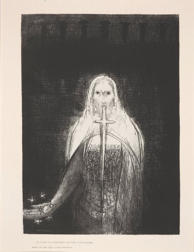 他右手持七星......"，《圣贞启示录》系列插图 作者 奥迪隆·雷顿（Odilon Redon）