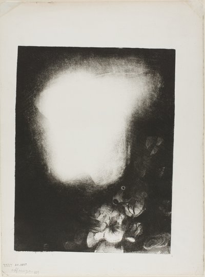 戴胸花的妇女头像 作者 奥迪隆·雷顿（Odilon Redon）