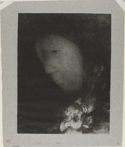 戴胸花的妇女头像 作者 奥迪隆·雷顿（Odilon Redon）
