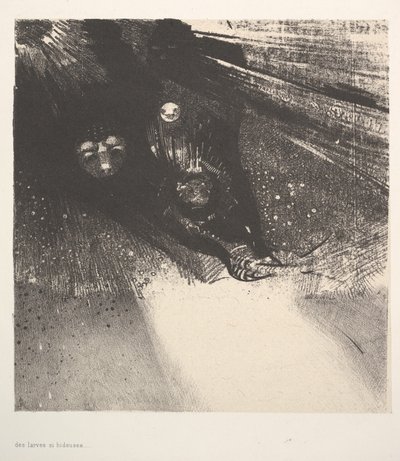 丑陋的幼虫，1896年。 作者 奥迪隆·雷顿（Odilon Redon）