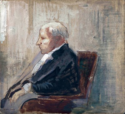 Homme assis (Seated Man) - Peinture de Odilon Redon (1840-1916), huile sur carton (21,9x23,5 cm), vers 1910 - MOMA (Museum of Modern Art), New York (USA) 作者 奥迪隆·雷顿（Odilon Redon）