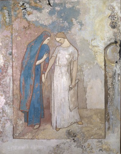 开始学习—两位年轻女士，c.1905（布面油画） 作者 奥迪隆·雷顿（Odilon Redon）