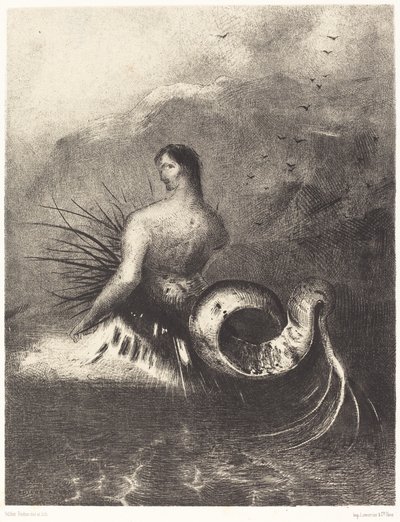 塞壬身披倒刺，从波涛中现身 作者 奥迪隆·雷顿（Odilon Redon）