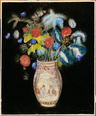 黑色背景上的大花束，约1910年 作者 奥迪隆·雷顿（Odilon Redon）