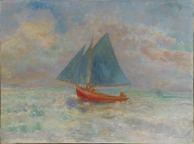 Le Bateau rouge The Red Boat, 约1910年。 作者 Odilon Redon