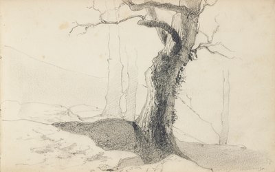 素描本中的页面，“巴斯克人的乡村” 作者 奥迪隆·雷顿（Odilon Redon）
