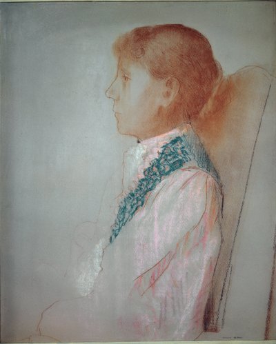 奥迪隆·雷东夫人的肖像 - 粉彩 作者 奥迪隆·雷顿（Odilon Redon）