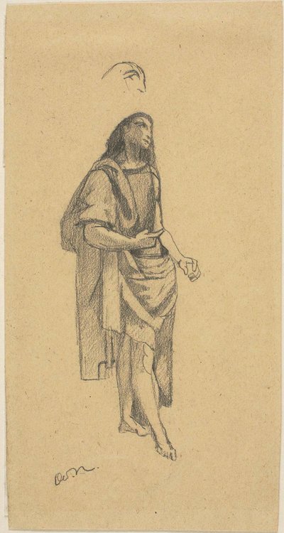 施洗者圣约翰，附头部素描 作者 奥迪隆·雷顿（Odilon Redon）