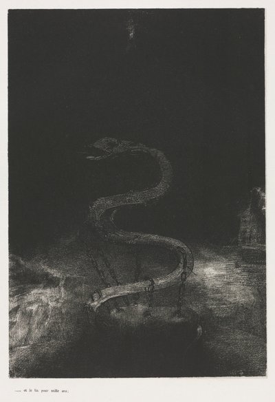 圣约翰启示录：并绑定他一千年，1899年。 作者 奥迪隆·雷顿（Odilon Redon）