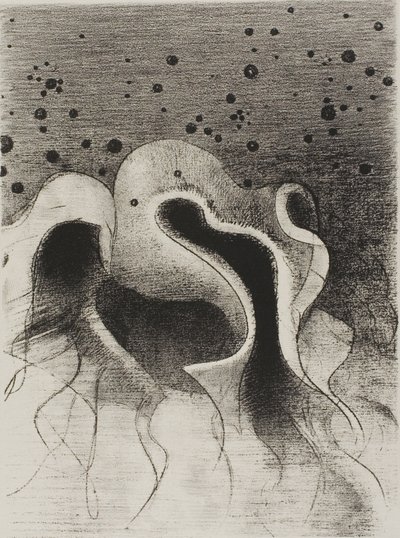 海兽，像皮革瓶子一样圆，第 22 版，共 24 版 作者 奥迪隆·雷顿（Odilon Redon）
