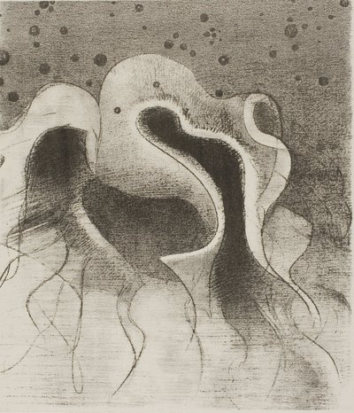 海兽，像皮革瓶子一样圆，第 22 版，共 24 版 作者 奥迪隆·雷顿（Odilon Redon）