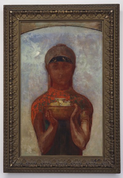 神秘之杯，或西比尔，约1890年 作者 奥迪隆·雷顿（Odilon Redon）