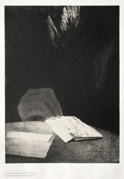 《鬼屋》（The Haunted House）：是一只手，似乎和我自己的血肉一样多，1896年。 作者 奥迪隆·雷顿（Odilon Redon）