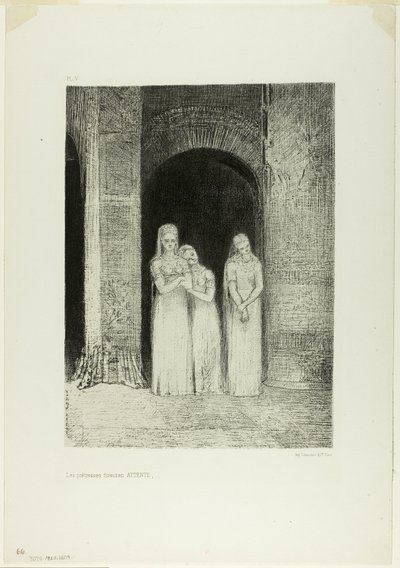 女祭司在等待，选自《夜 作者 奥迪隆·雷顿（Odilon Redon）