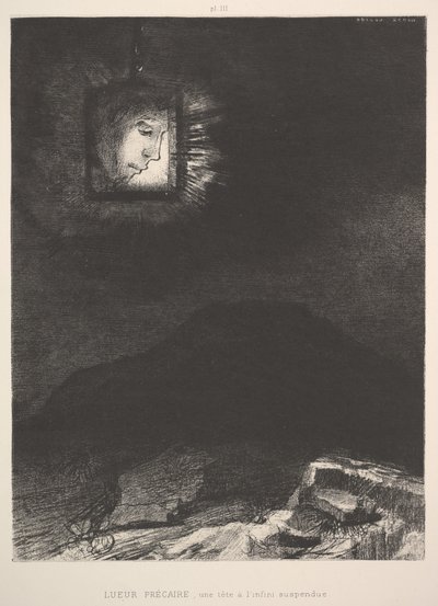 悬挂在太空中的朦胧微光，1891年。 作者 奥迪隆·雷顿（Odilon Redon）