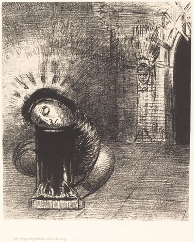 血色长蛹 作者 奥迪隆·雷顿（Odilon Redon）
