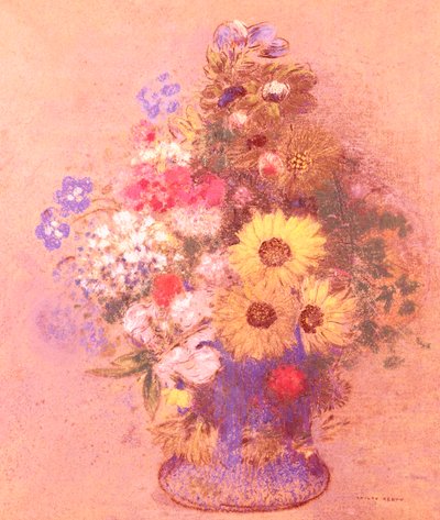 花瓶花（粉彩在船上） 作者 奥迪隆·雷顿（Odilon Redon）