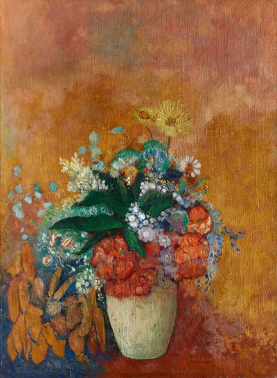 花瓶花瓶，约1905年（布面油画） 作者 奥迪隆·雷顿（Odilon Redon）