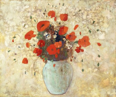 罂粟花花瓶；花瓶罂粟，1905-09年 作者 奥迪隆·雷顿（Odilon Redon）