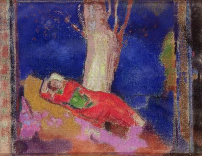 睡在树下的女人 作者 奥迪隆·雷顿（Odilon Redon）